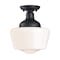 Westinghouse Fixture Ceiling SemiFlush-Mount 60W Scholar 9In Textrd, Black White Opl Glass 6578300 - alternate 1